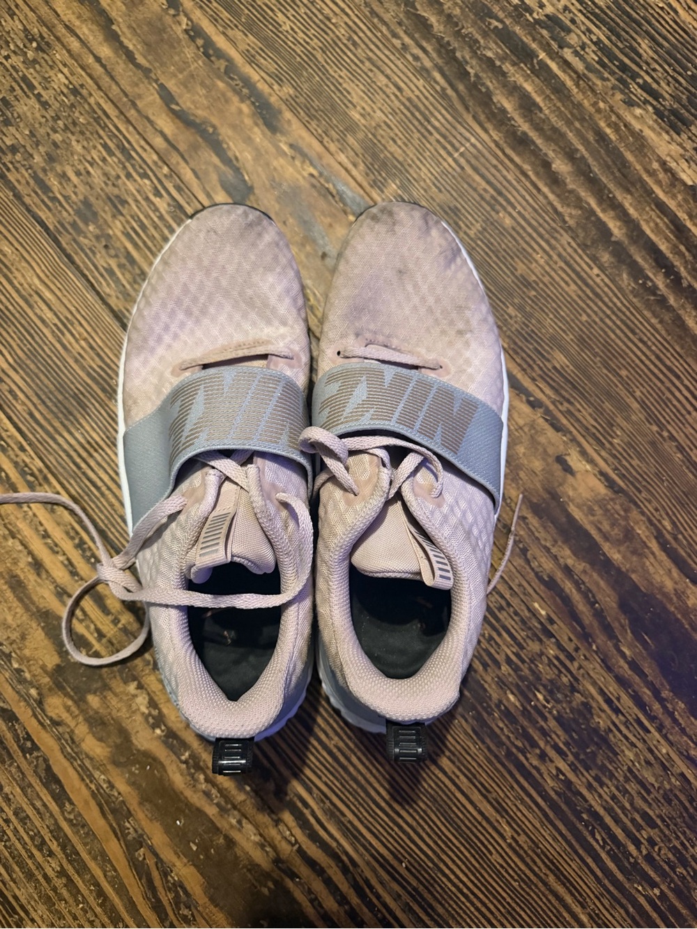 Nike Girls' Light Pink and Gray Slip-On Sneakers